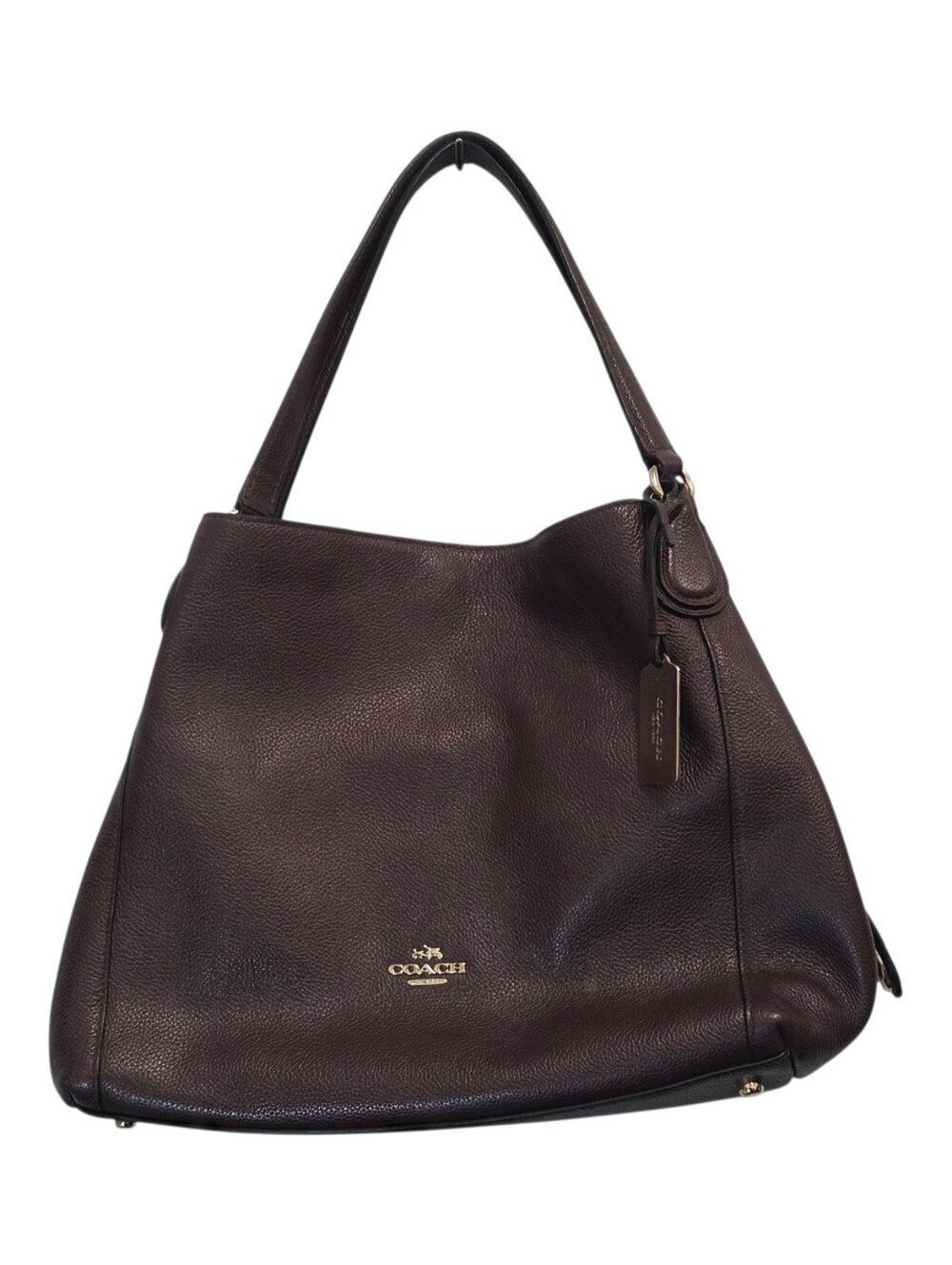 Coach Edie 31 Shoulder Hobo Bag Plum Purple Pebbled Leather
